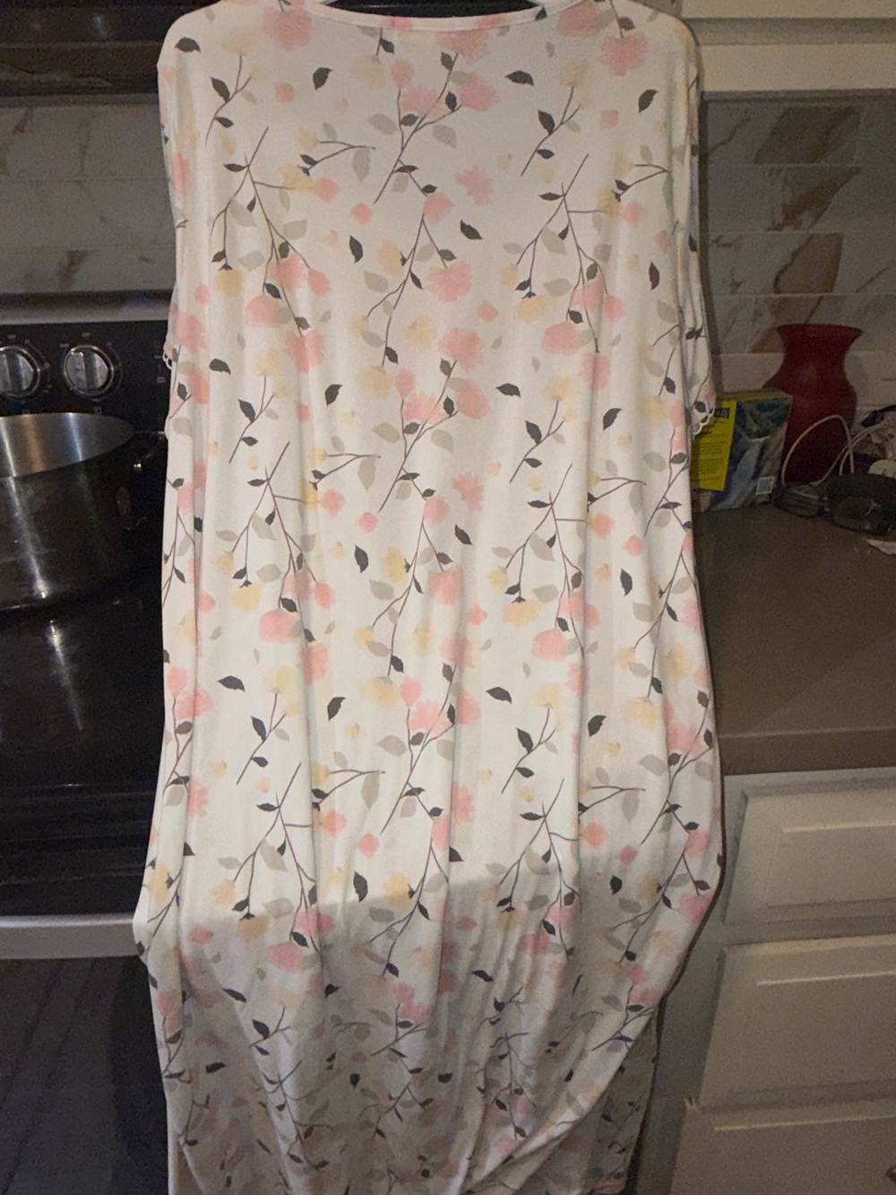 Floral Lace-Trim Nightgown - White with Pink & Yellow Flowers - Picture 2 of 6